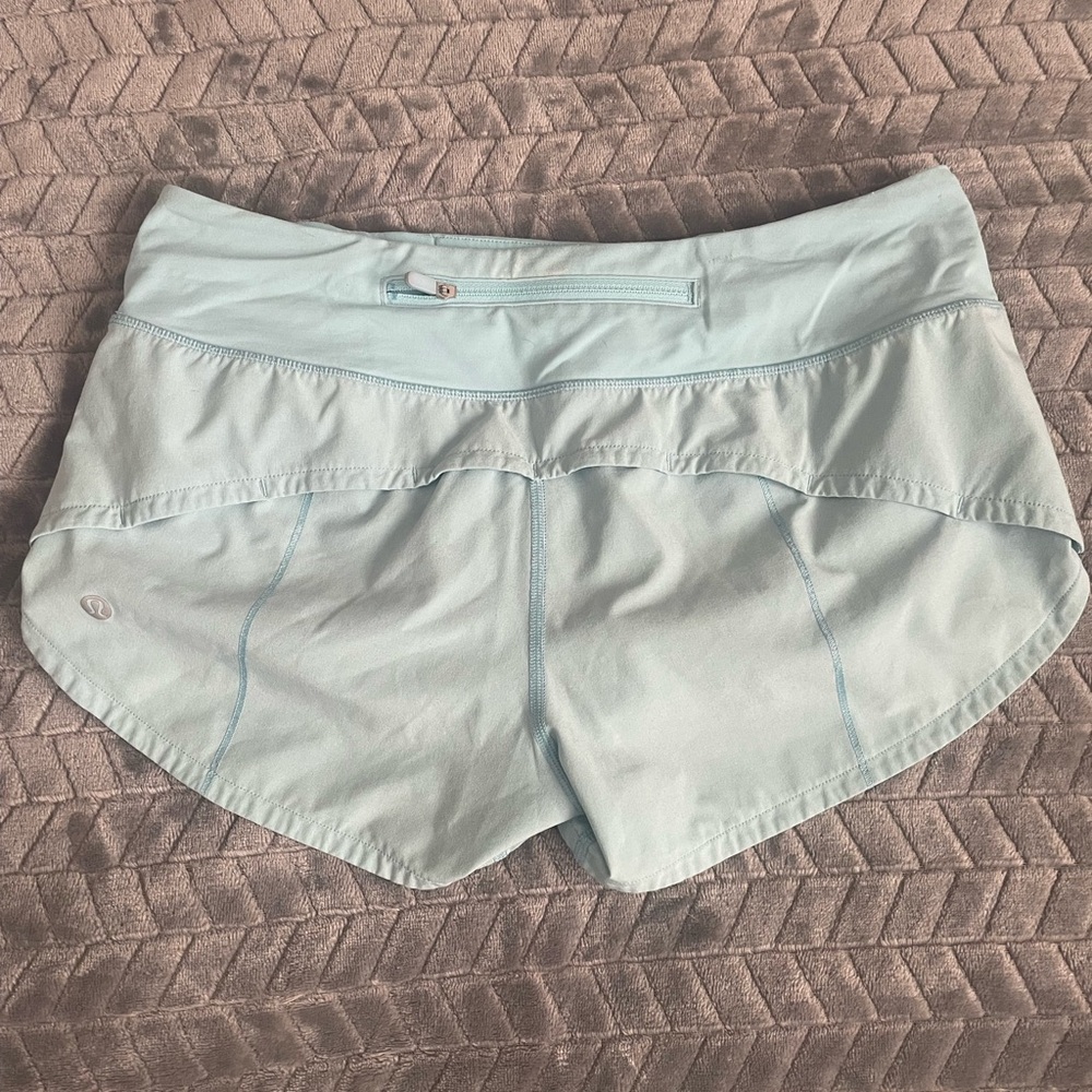 lululemon athletica Light Blue Athletic Low Rise Shorts - Picture 2 of 4